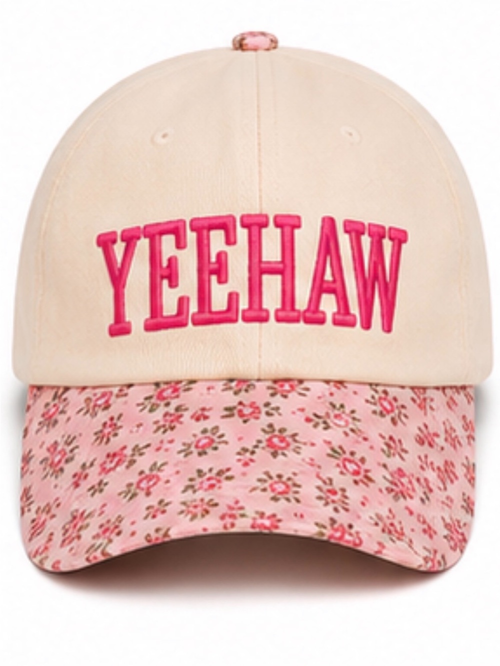 "Yeehaw" Floral Embroidered Baseball Cap| Pink Floral Trucker Hat | Cottagecore
